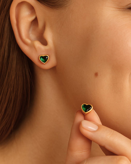 GREEN HEART EARRINGS