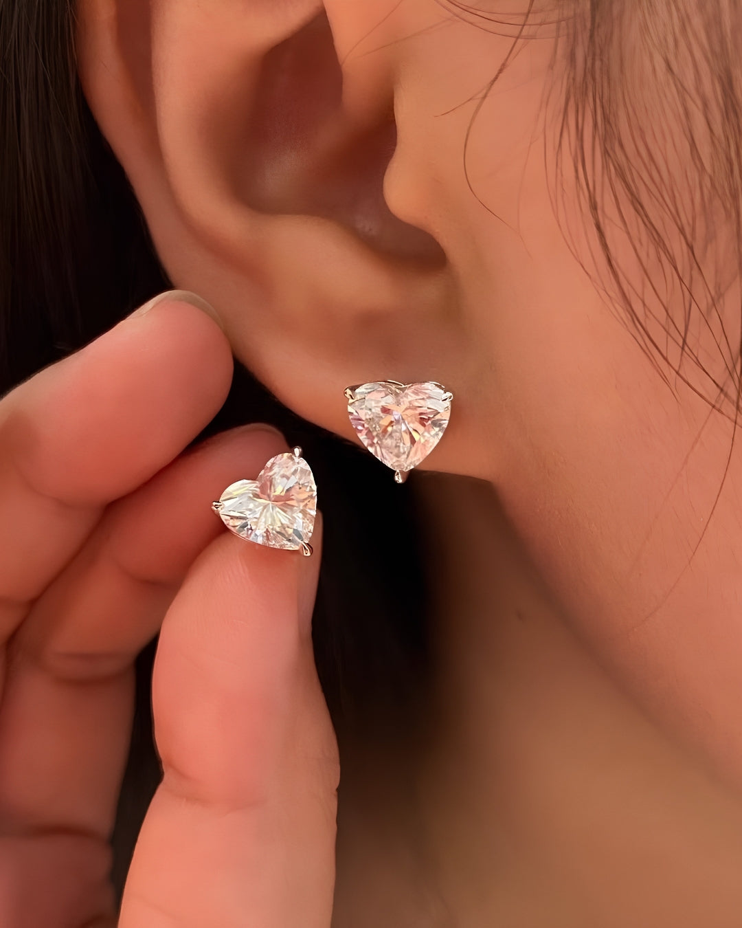 HEART SOLITAIRE EARRINGS