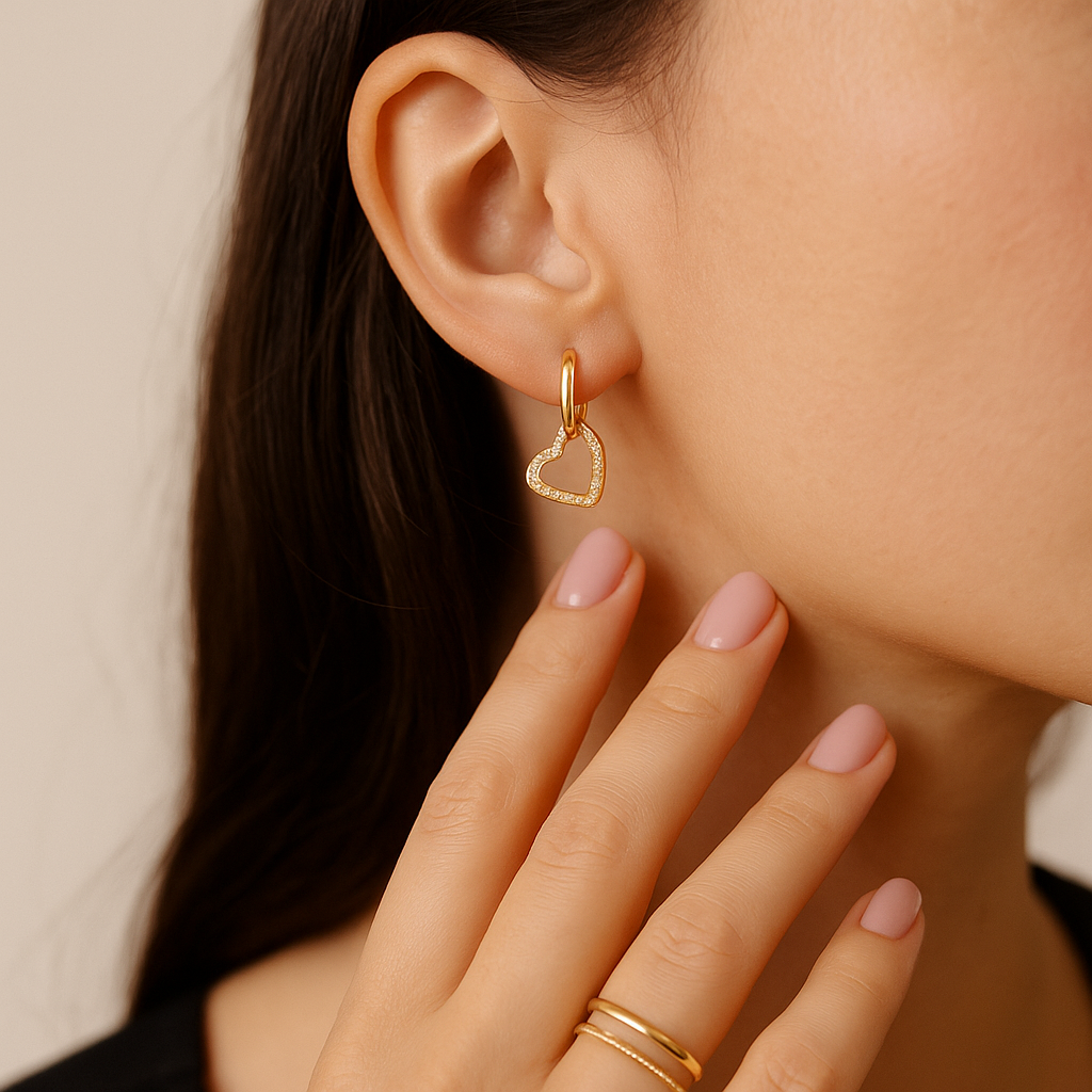 STUD HEART HOOPS