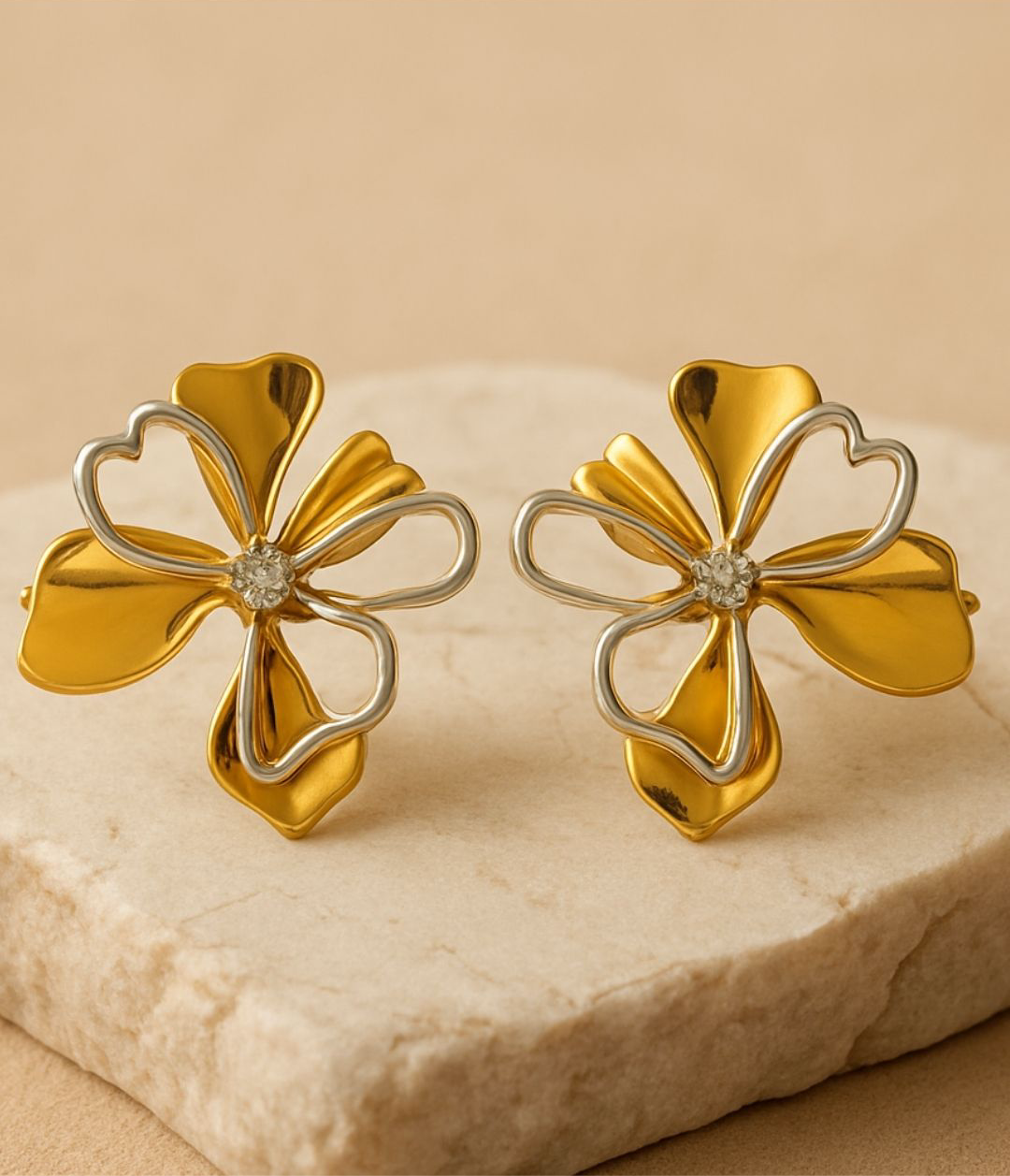 DUAL FLOWER EARRINGS