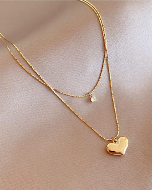CRYSTAL HEART LAYERED PENDANT