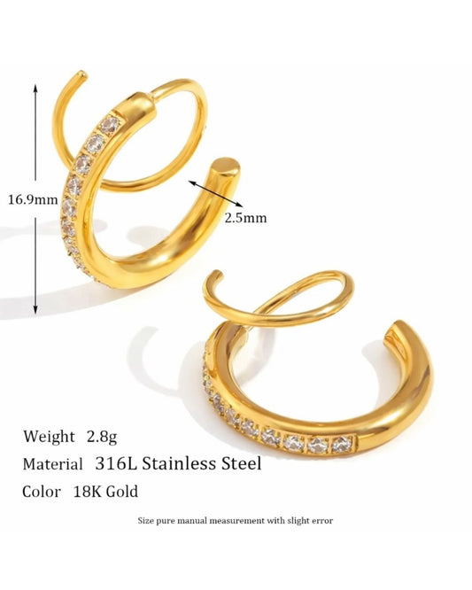 CRYSTAL DUAL CURL EARRING