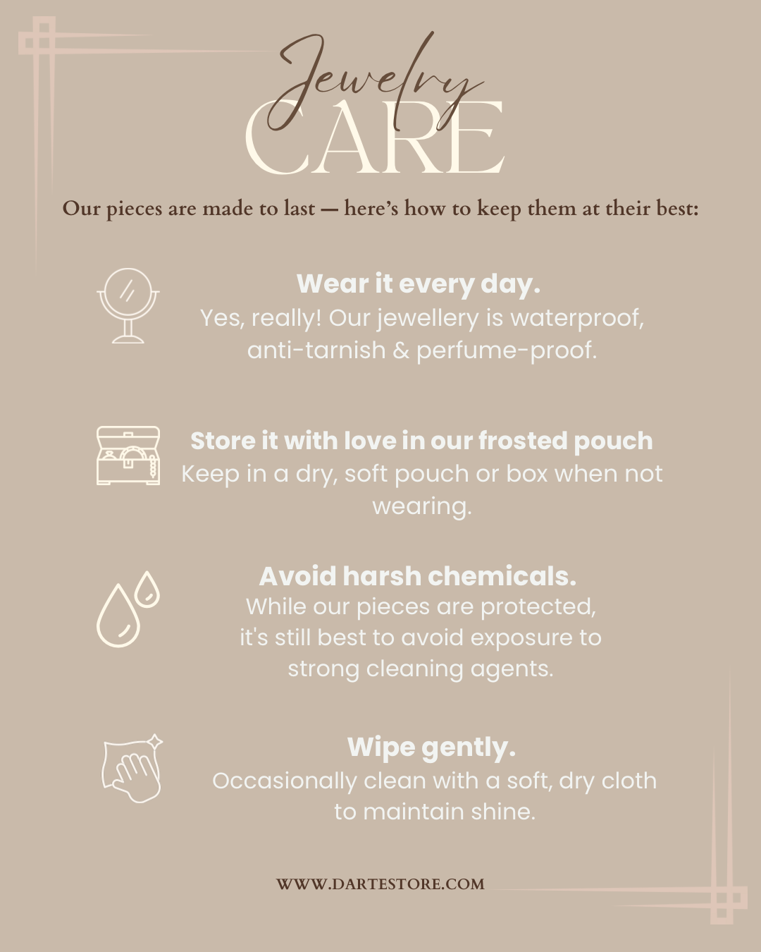 D’arte Store waterproof anti-tarnish jewellery benefits card