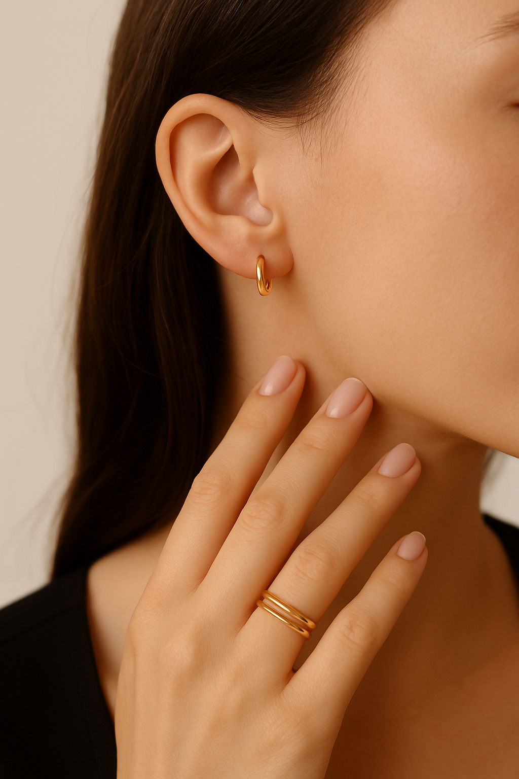 STUD HEART HOOPS