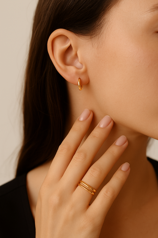 STUD HEART HOOPS