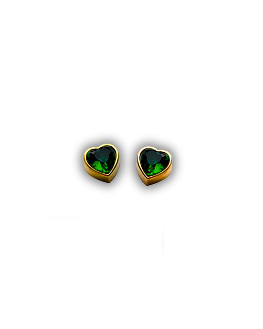 GREEN HEART EARRINGS