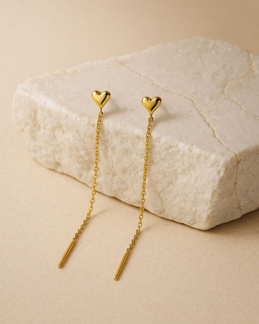 HEART CHAIN EARRINGS