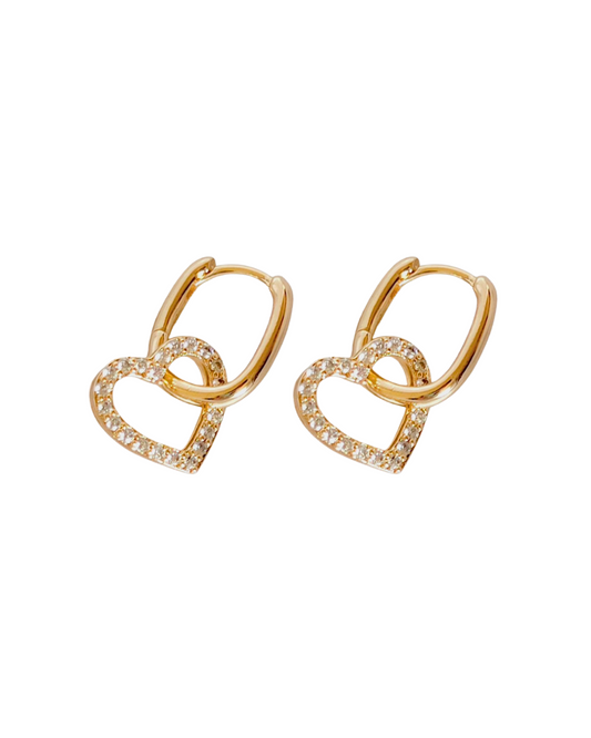 STUD HEART HOOPS