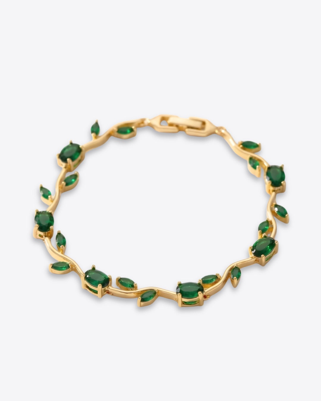 Green Tulip Bracelet waterproof anti-tarnish floral bracelet for women on white background