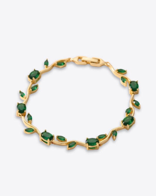 Green Tulip Bracelet waterproof anti-tarnish floral bracelet for women on white background
