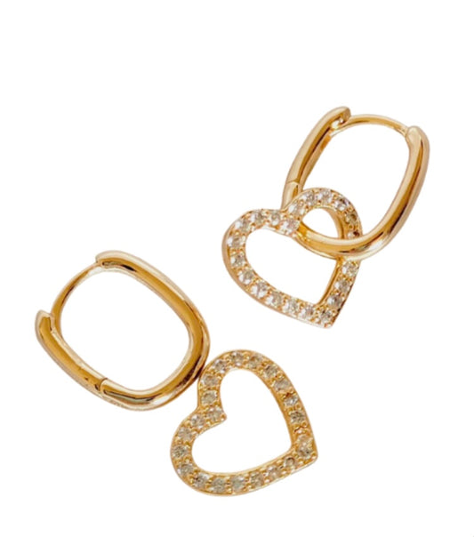 STUD HEART HOOPS