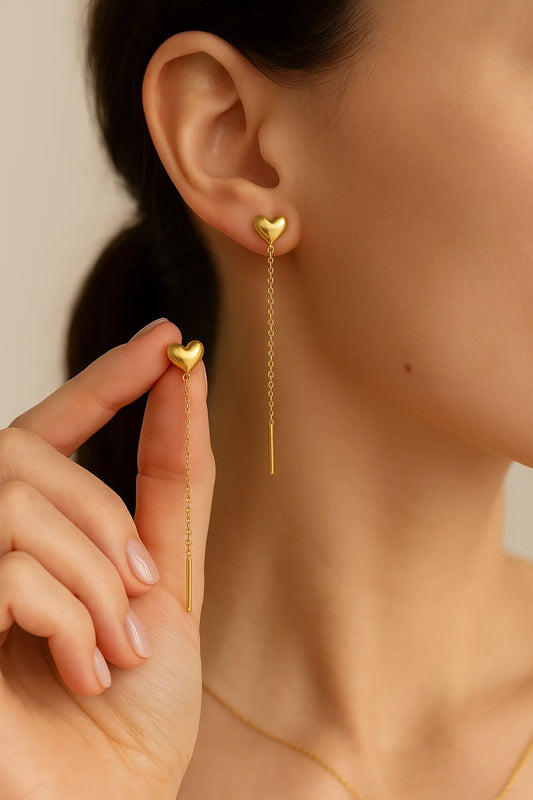 HEART CHAIN EARRINGS