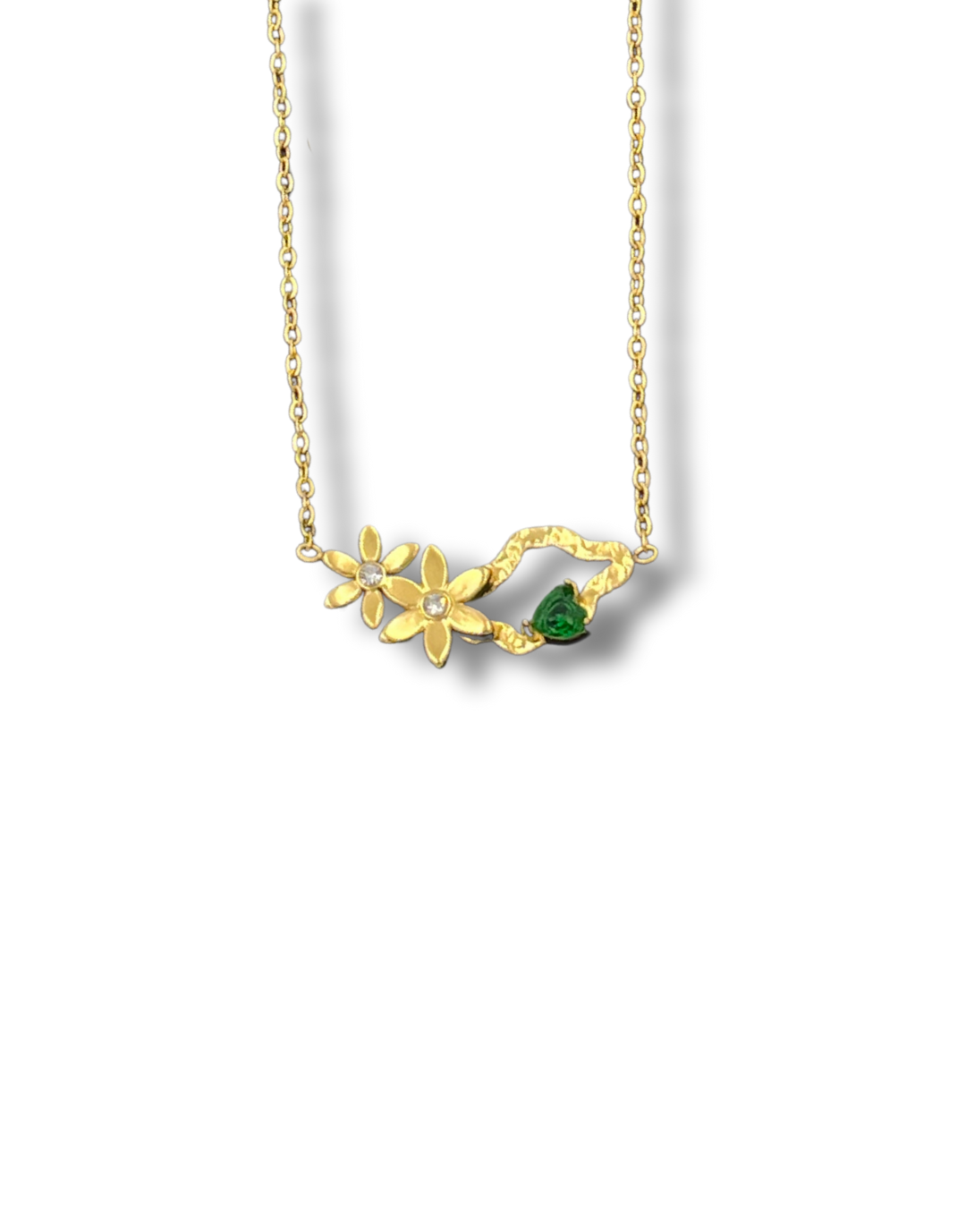 FLOWER GREEN HEART PENDANT