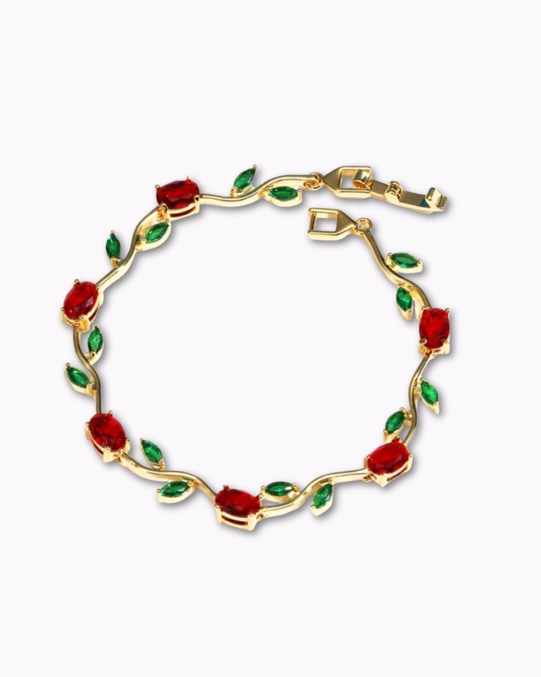 Red Tulip Bracelet waterproof anti-tarnish floral bracelet for women on white background