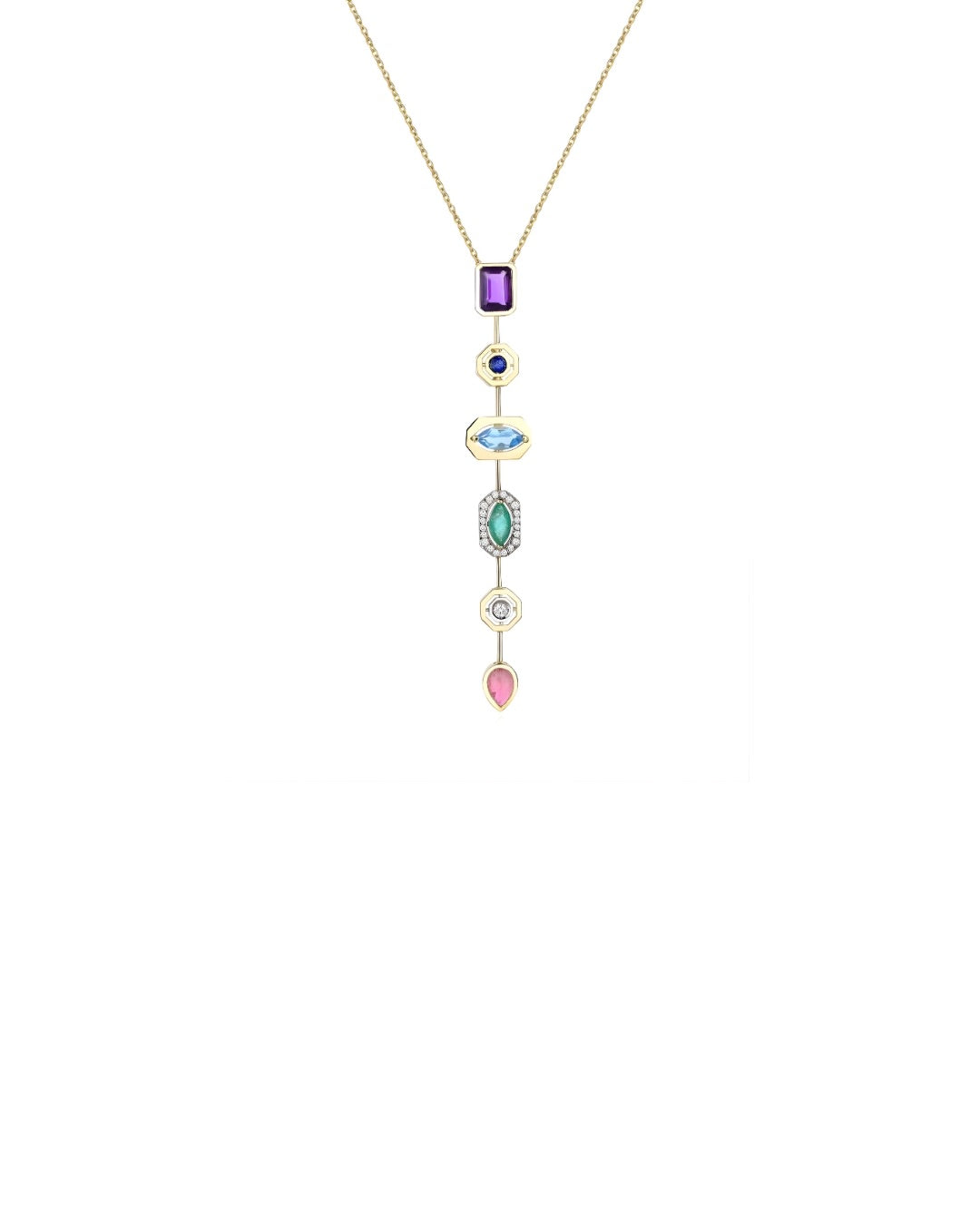MULTI GEMSTONE CUBIC PENDANT