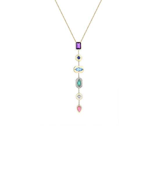MULTI GEMSTONE CUBIC PENDANT