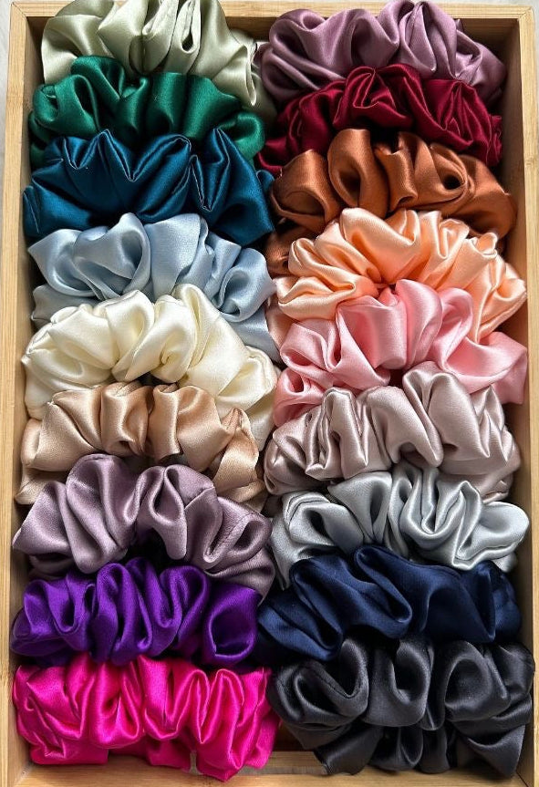 Aesthetic satin scrunchie collection korean hair accessories