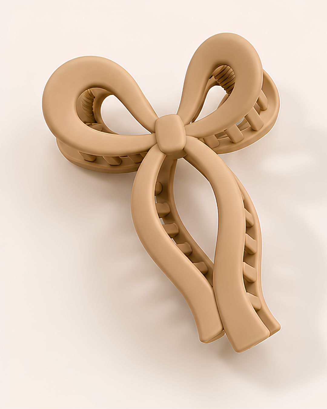 Beige korean bow claw clip non slip hair clutcher