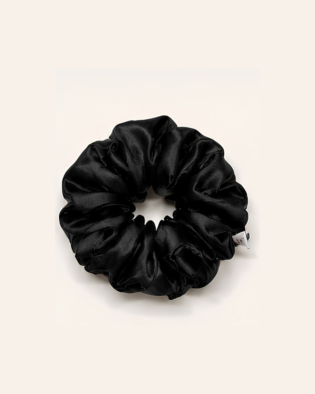 Black satin scrunchie classic hair accessory for women
