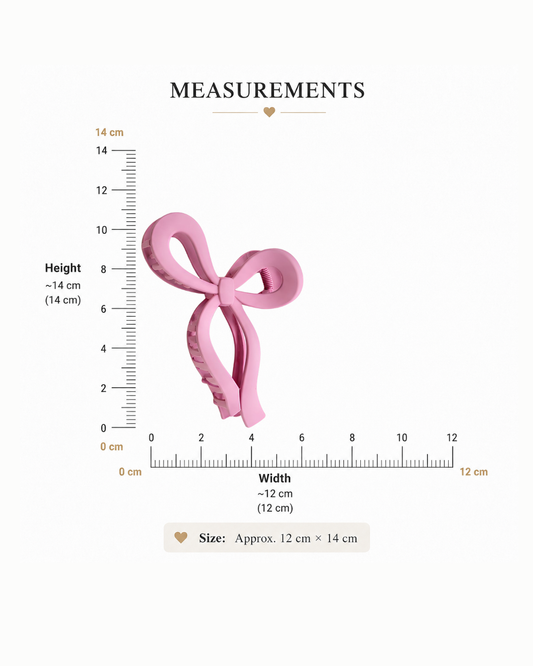 Korean bow claw clip size and measurement chart