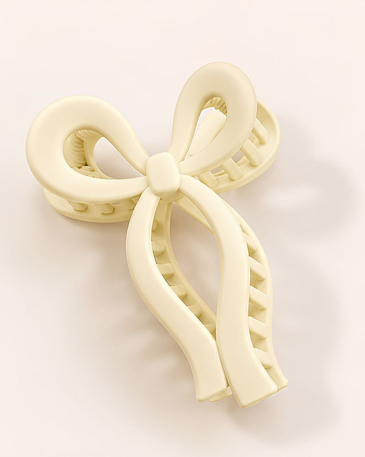 Cream bow claw clip aesthetic hair accessory for women