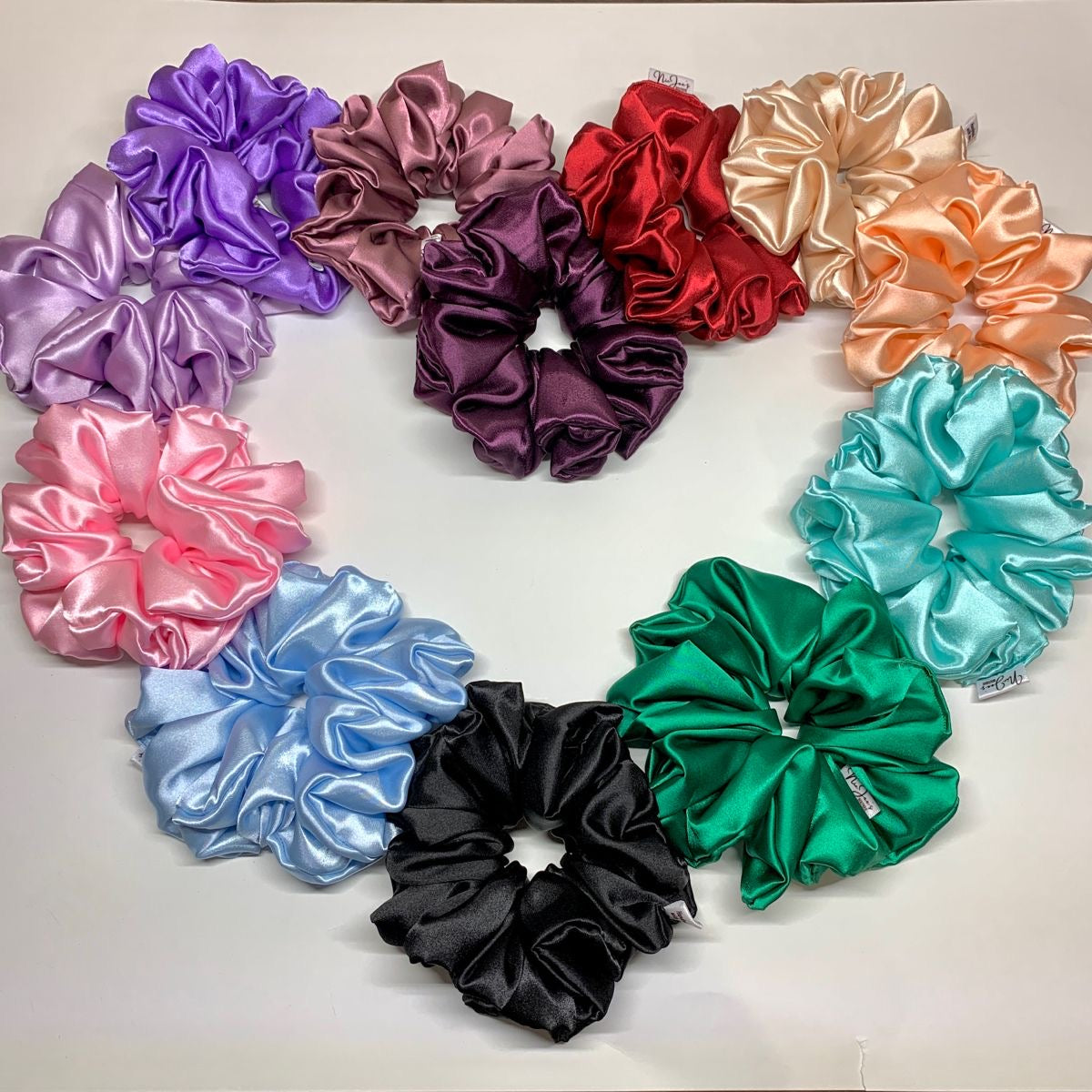 Cute colorful satin scrunchies for women aesthetic hair ties