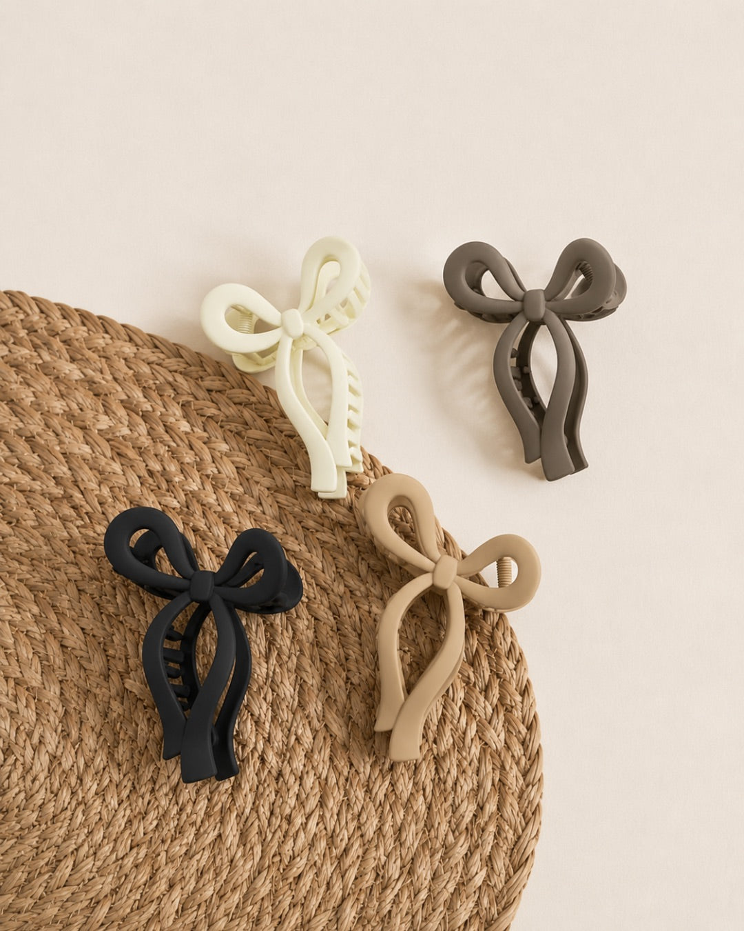 Neutral korean bow claw clips aesthetic hair accessories