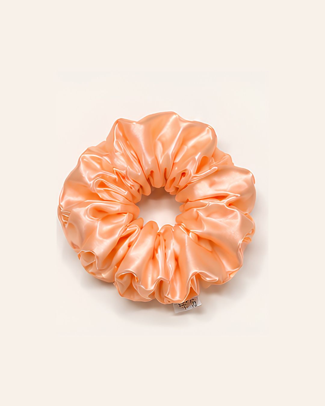 Peach satin scrunchie soft pastel hair tie